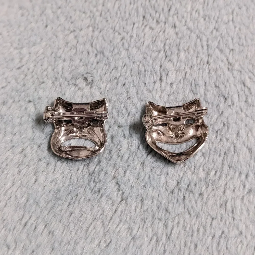 Vintage 70's Rhodium Plated Comedy and Tragedy Small Scatter Pins